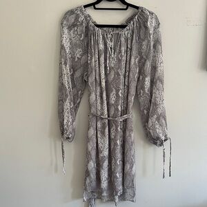 AllSaints Grey Snake-Print Long Sleeve Dress